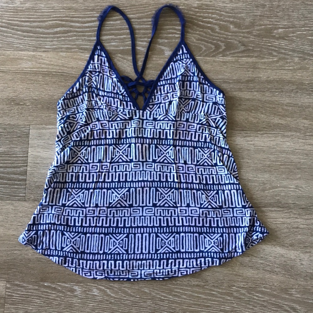 Urban Outfitters Blue & White Geometric Tank Top